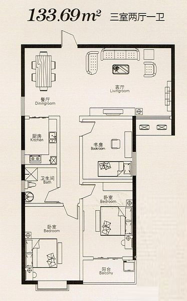 F 133.69㎡ 3室2廳